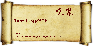 Igari Nyék névjegykártya